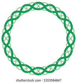 A round green Celtic frame with a traditional Irish pattern.