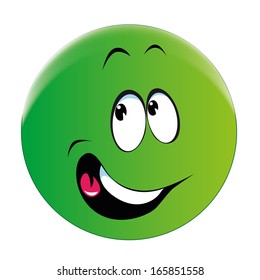 a round green face with a smile