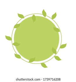 Round green frame with leaves. The concept of ecology
