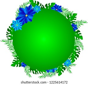 round green frame with poinsettia