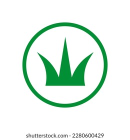 Round green grass icon. Vector.