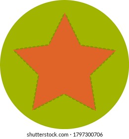 round green icon with red star with leaf stroke