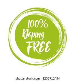 Etiqueta verde redonda con texto - Doping libre. Ilustración vectorial.