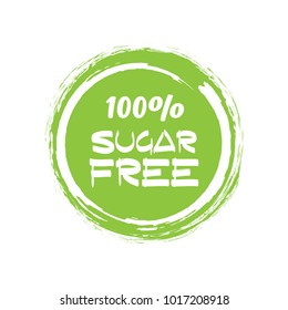 Round green label with text - Sugar free. Vector illustration