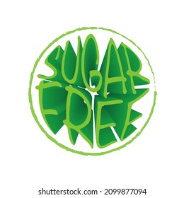 Round green label with text - Sugar free. Vector illustration.