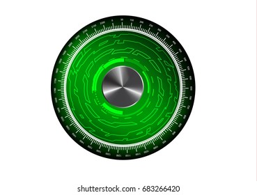 Round green logo on white background, line