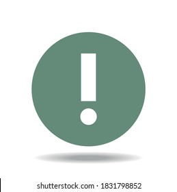 Round green logo with a white exclamation mark in the middle.