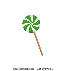 round green lollipop on a stick. bright candy
