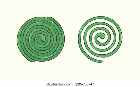 Round green mosquito coil in vector illustration