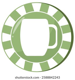 round green poker chip with beer glass print for st patrick's day, for various designs and posters