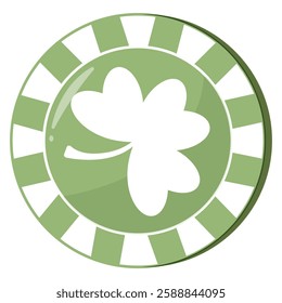 round green poker chip with shamrock print for st patrick's day, for various designs and posters