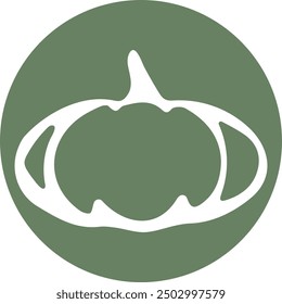 round green sticker template with round pumpkin outline, vector	