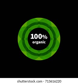 Round green tag, frame for organic product. Vector illustration