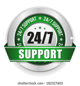 Round green twenty for seven support badge with ribbon