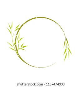 Round green twig of bamboo, For your text, vector.