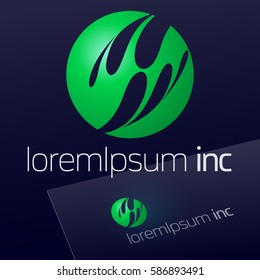 Round green vector sign. Logo for Ecology, Pharmacy, Medicine activity.