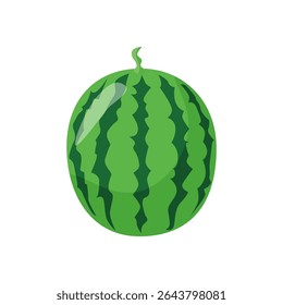 Melancia verde redonda sobremesa natural orgânica saudável doce vermelho suculento frutas de verão mão desenhada.