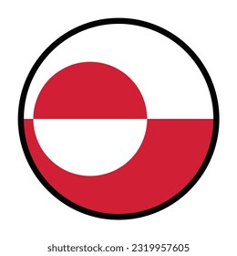 Round Greenland flag, flat vector logo icon. Simple vector button flag of Greenland. 