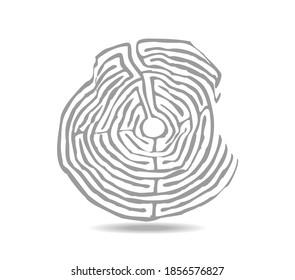 Round grey maze  Labyrinth wrinkled   crumpled piece paper