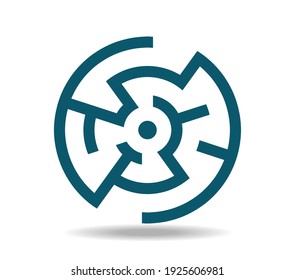 Round grey maze. Logo in shape of the labyrinth