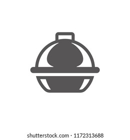 Round grill with grid silhouette vector illustration. Barbecue graphics isolated on white background.