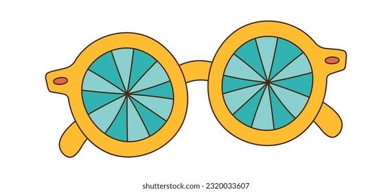 Round Groovy Sunglasses Vector Illustration