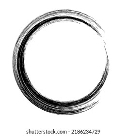 Round grudge frame isolated on white. Brush stroke circle. Easy to edit vector template for your design. 