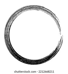 Round grudge frame isolated on white. Brush stroke circle. Easy to edit vector template for your design. 