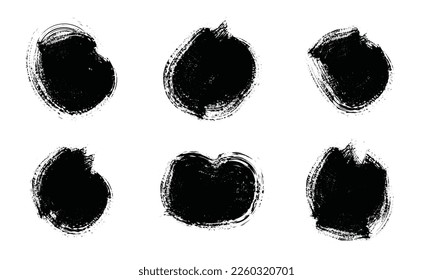 conjunto de vectores de brocha de grano redondo, vector de pincel negro
