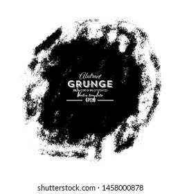 Round grunge circle abstract shape with splashes around. Background for print, badge, stamp, logo, web
