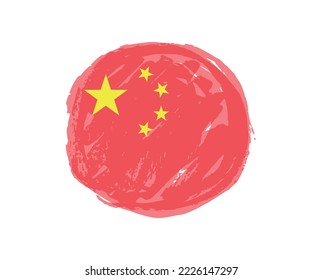 Bandera redonda gruesa de China. Ilustración vectorial.