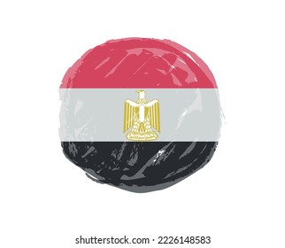 Round grunge flag of Egypt. Vector illustration.