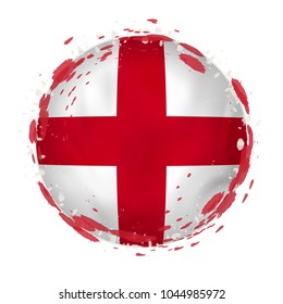 Round grunge flag of England with splashes in flag color. Vector illustration.