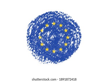 Round grunge flag of EU.