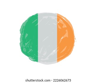 Round grunge flag of Ireland. Vector illustration.
