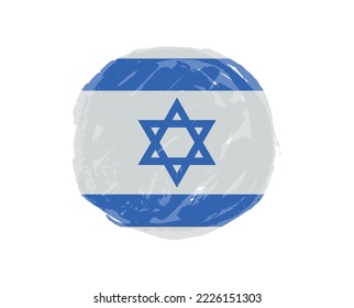 Round grunge flag of Israel. Vector illustration.