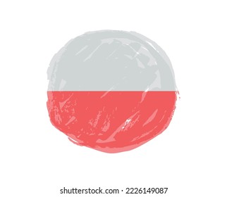 Round grunge flag of Poland. Vector illustration.