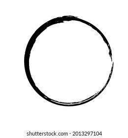 Round grunge frame. Circle black border.