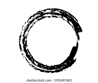 Marco redondeado aislado sobre fondo blanco. Borde de tinta de círculo negro. Ilustración vectorial.