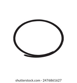 Round grunge frame isolated on white background. Black circle ink border. Vector illustration.