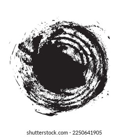 Textura de forma gruesa redonda, estampado de círculo duro, marco de anillo de pintura negra, certificado de venta de pincel, fondo de textura de vectores de formas redondeadas