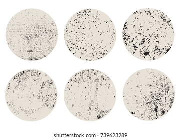 Round grunge textures.Vector distress overlay textures.