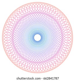 Round Guilloche Pattern for certificate, diploma or voucher design. Vector abstract colored circle frame