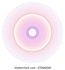 Round Guilloche Pattern for certificate, diploma or voucher design. Vector abstract colored circle frame