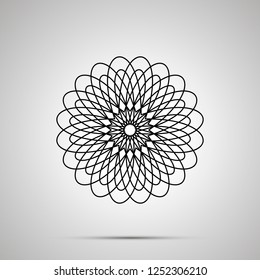Round guilloche simple icon with shadow on gray