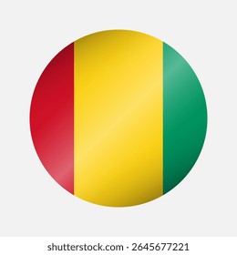 Round Guinea national flag highlight icon, sticker
