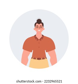 Round guy avatar. Character in modern trendy style.