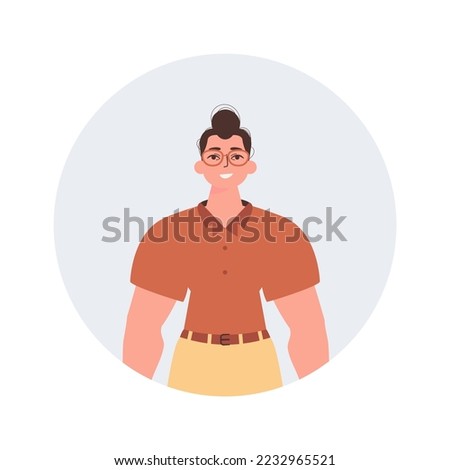 Round guy avatar. Character in modern trendy style.