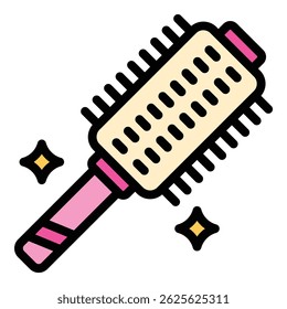 Round hair brush icon outline vector. Comp hairbrush. Beauty tool color flat