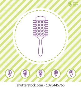 round hair brush line vector icon. Flat design style